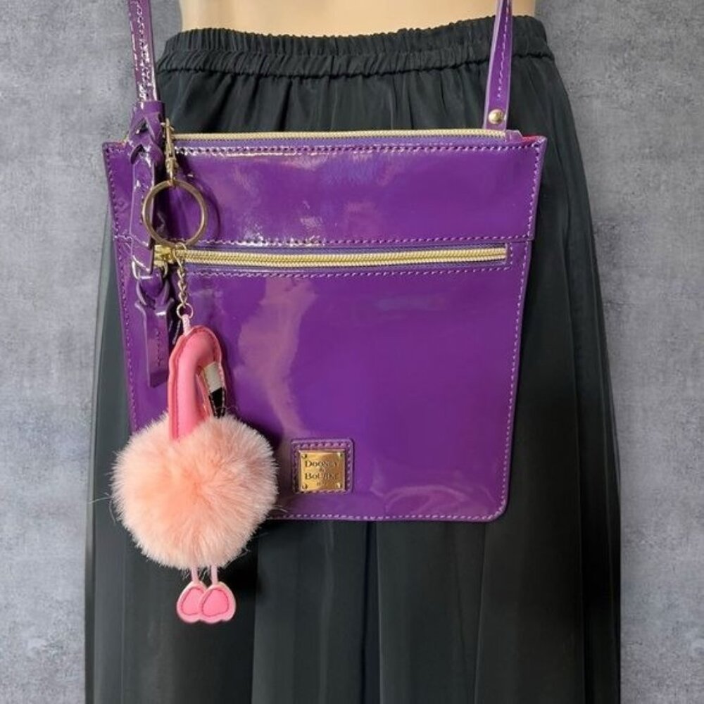 Dooney & Bourke Double Zip Patent Leather Crossbody Bag – Purple